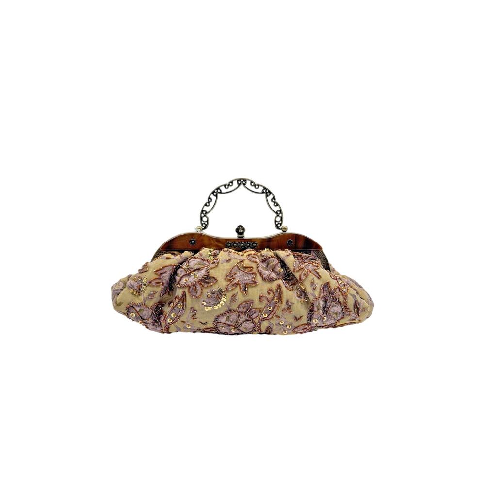 La Boutique by Betty K Designs Beaded Bag Tan Copper & Purple Accents